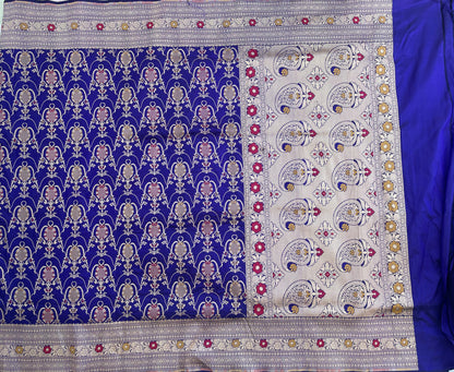 Purple Handloom Banarasi Pure Silk Meenakari Jangla Saree