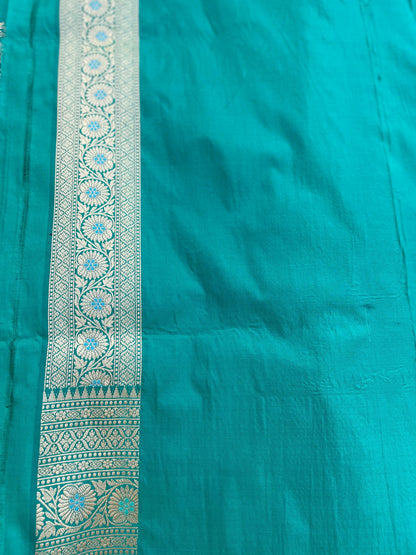 Green Handloom Banarasi Pure Silk Jangla Saree