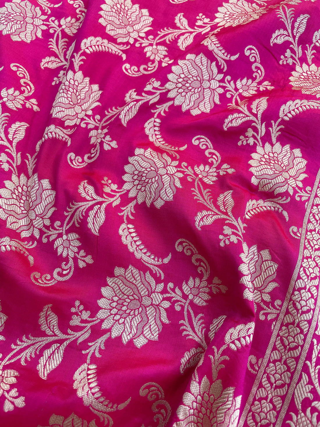 Pink Handloom Banarasi Pure Silk Jangla Saree