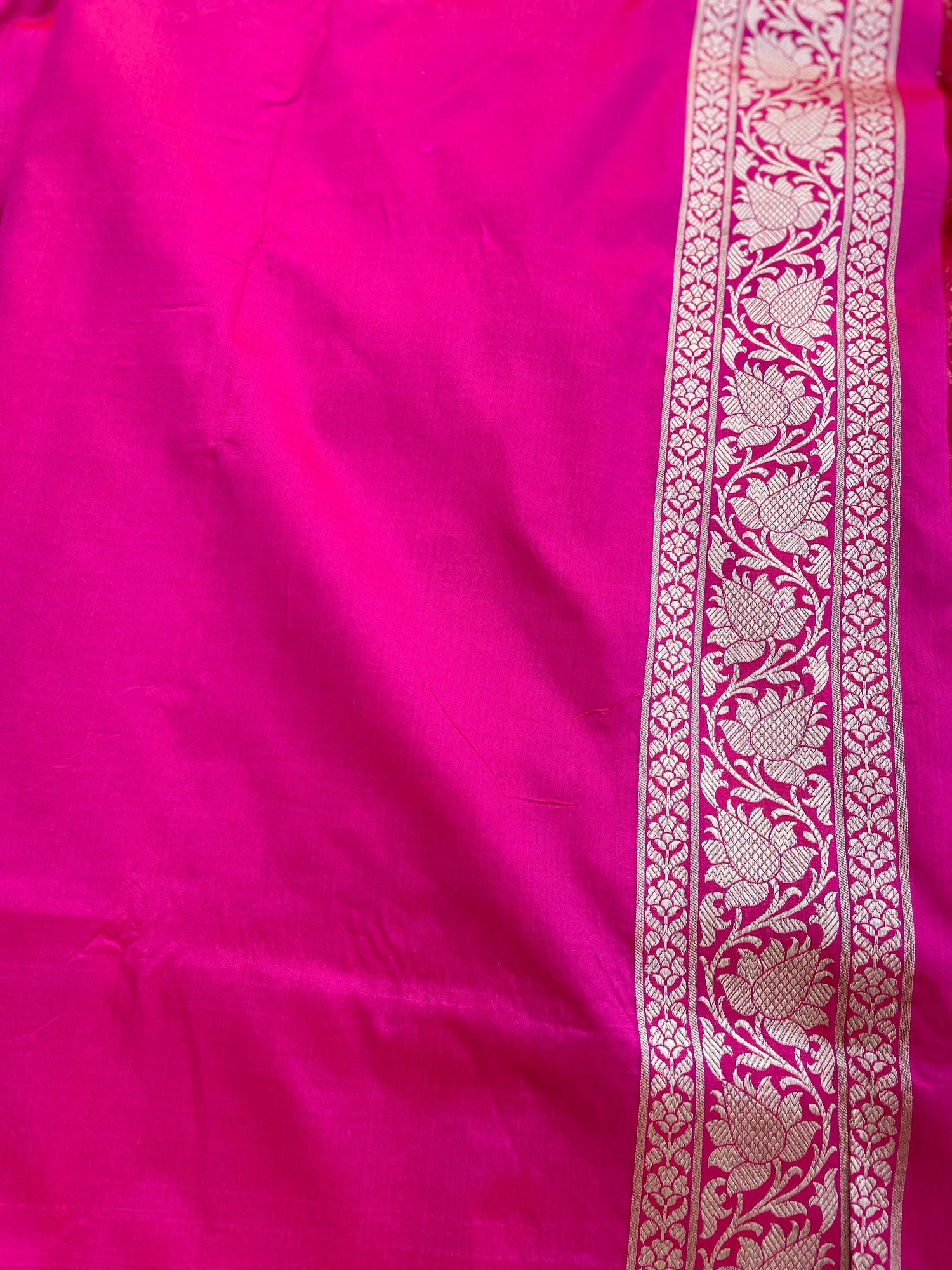 Pink Handloom Banarasi Pure Silk Jangla Saree