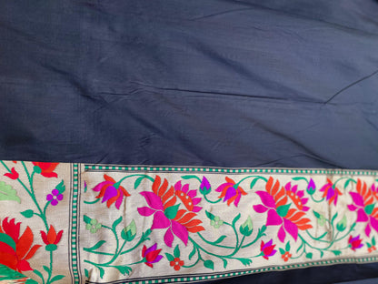 Black Handloom Kataan Silk Banarasi Paithani Silk Saree