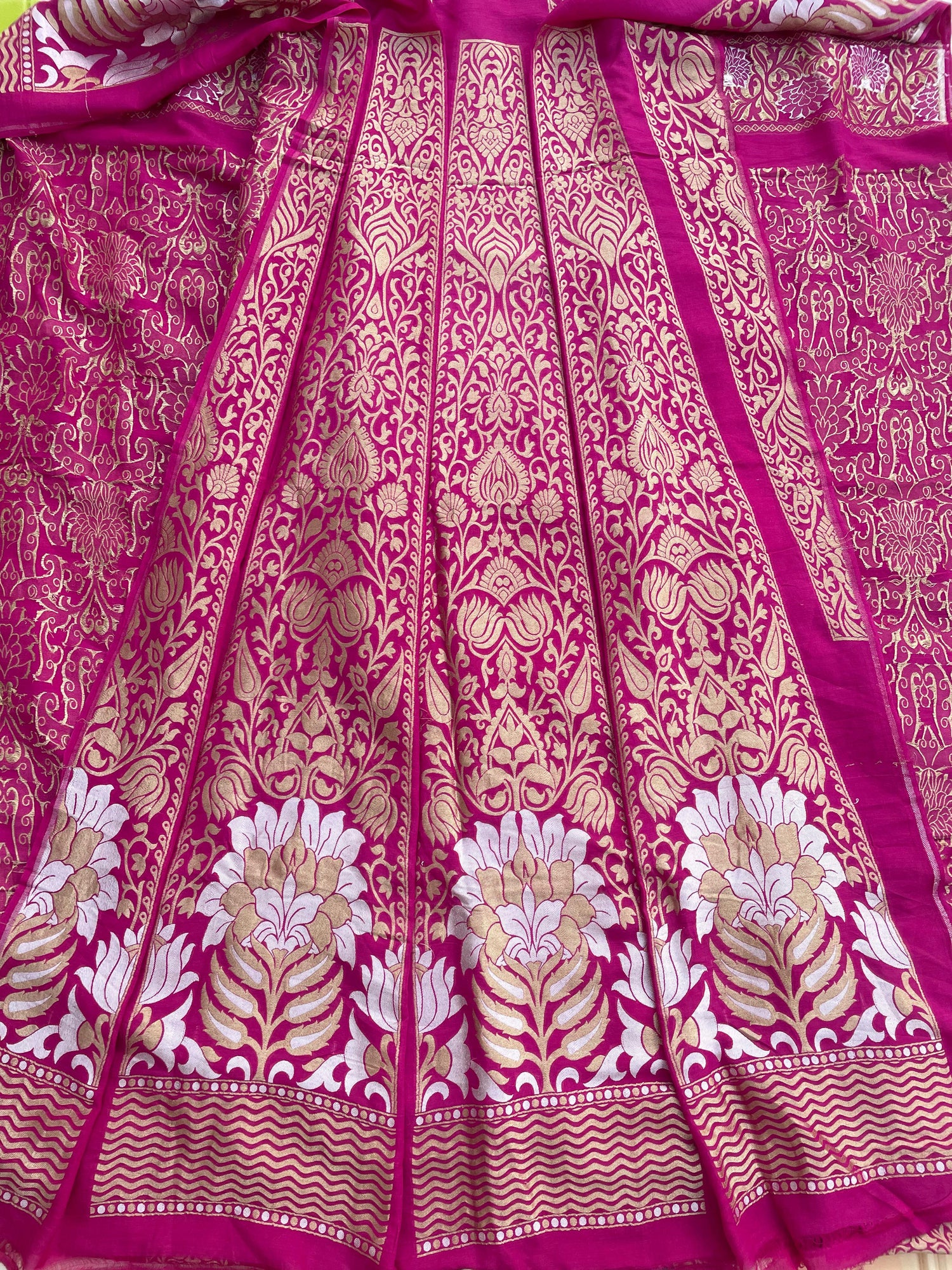 Pink Khaddi Georgette Banarasi Lehenga Panels