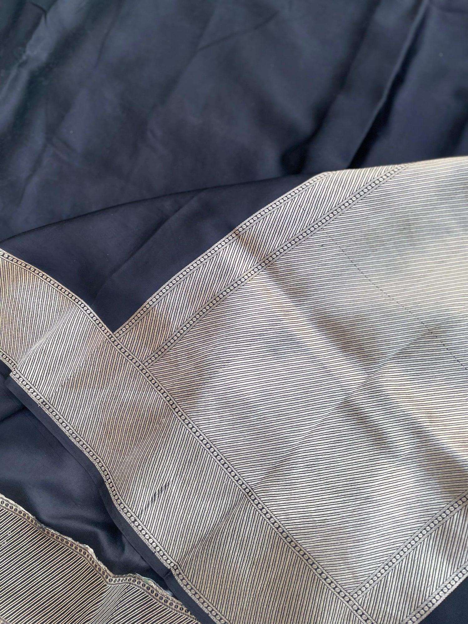 Black Handloom Satin Silk Banarasi Saree