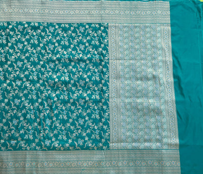 Green Handloom Banarasi Pure Silk Jangla Saree
