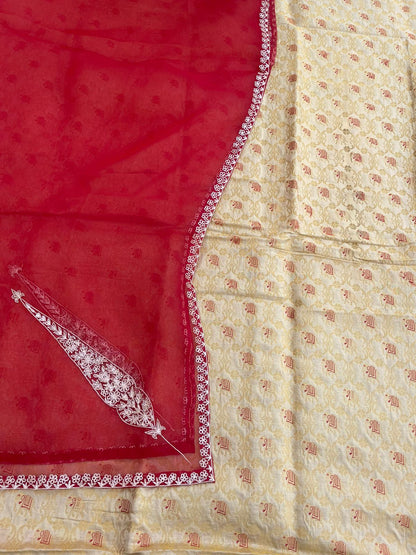 Gold Handwoven Shikargah Banarasi Suit Set