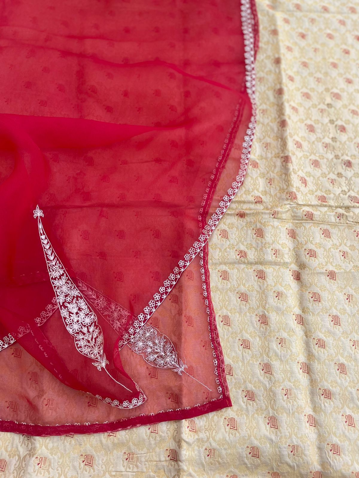 Gold Handwoven Shikargah Banarasi Suit Set