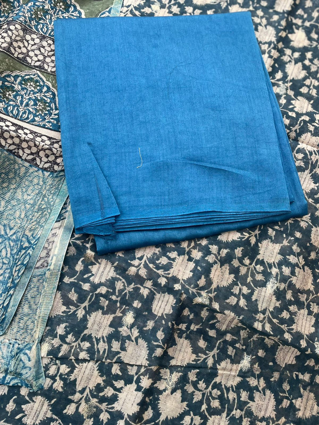 Green Digital Printed Chanderi Cotton Banarasi Suit Fabric