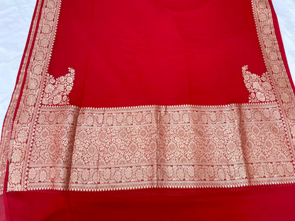 Red Georgette Banarasi Dupatta with Koniya Butas