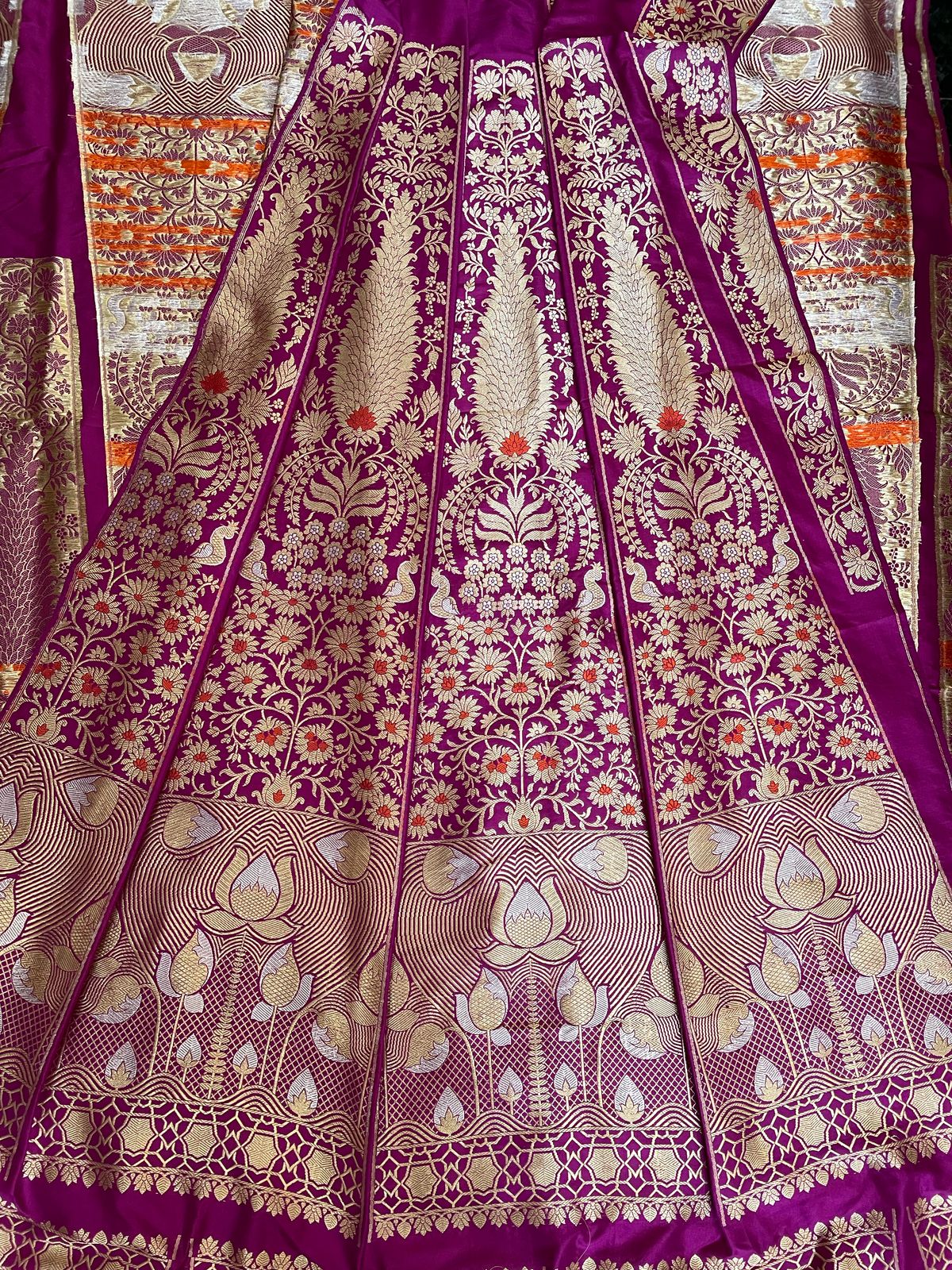 Bhavya Purple Handwoven Pure Silk Banarasi Lehenga