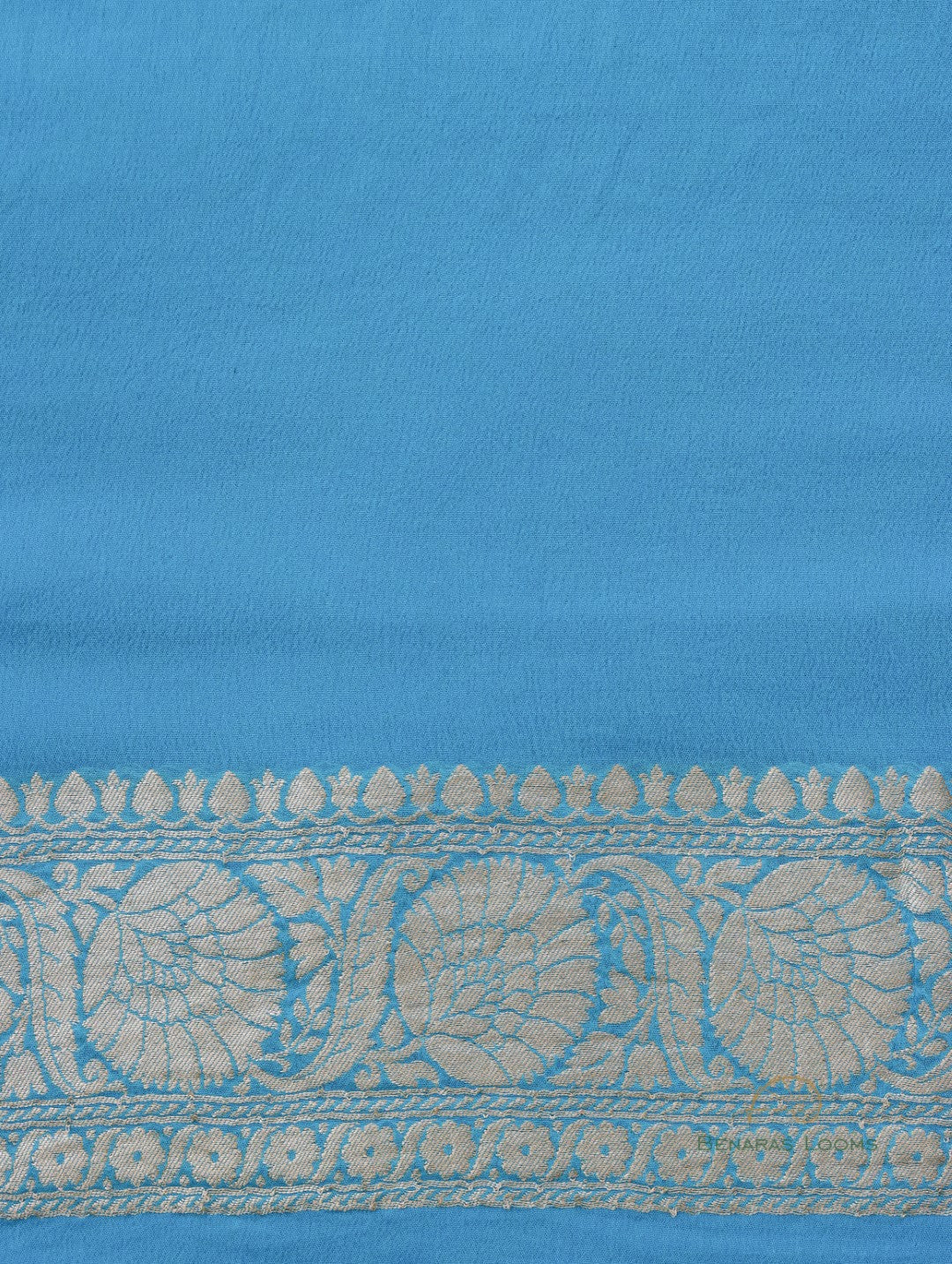 Blue Handloom Georgette Chevron Banarasi  Saree