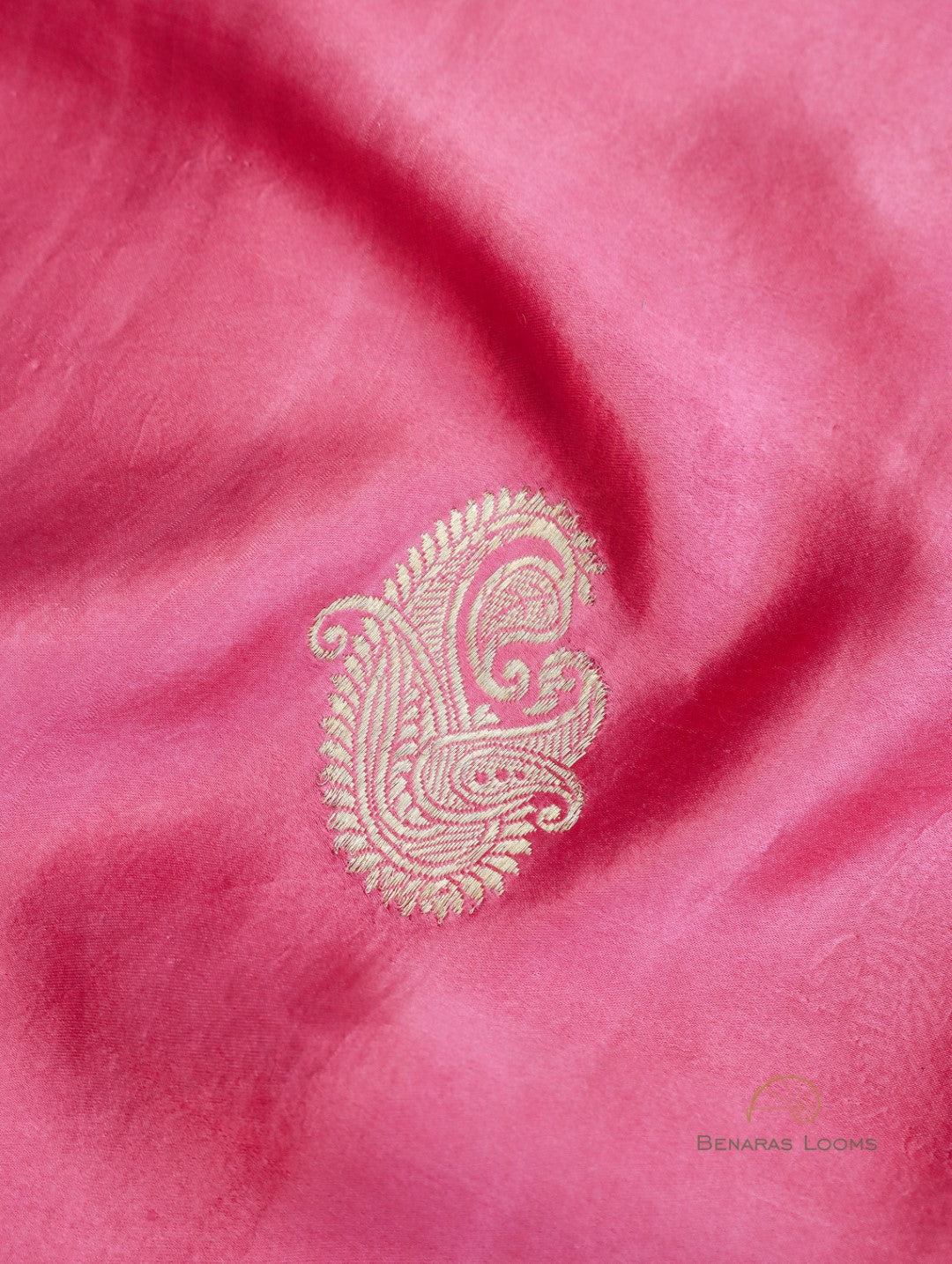 Pink Handloom Satin Silk Kadhua Butidar Banarasi Saree