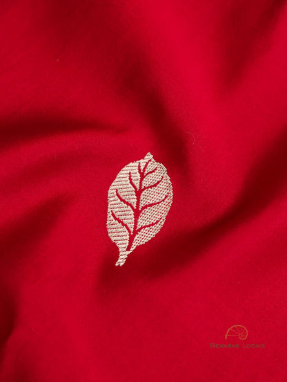 Red Handloom Satin Silk Kadhua Butidar Banarasi Saree