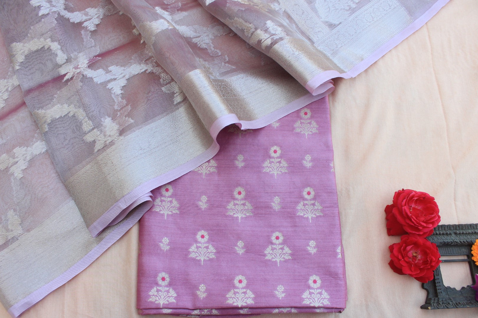 Pink Banarasi Chiniya Silk Suit Set
