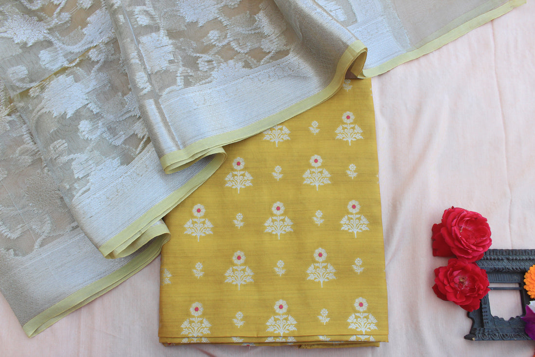 Yellow Banarasi Chiniya Silk Suit Set