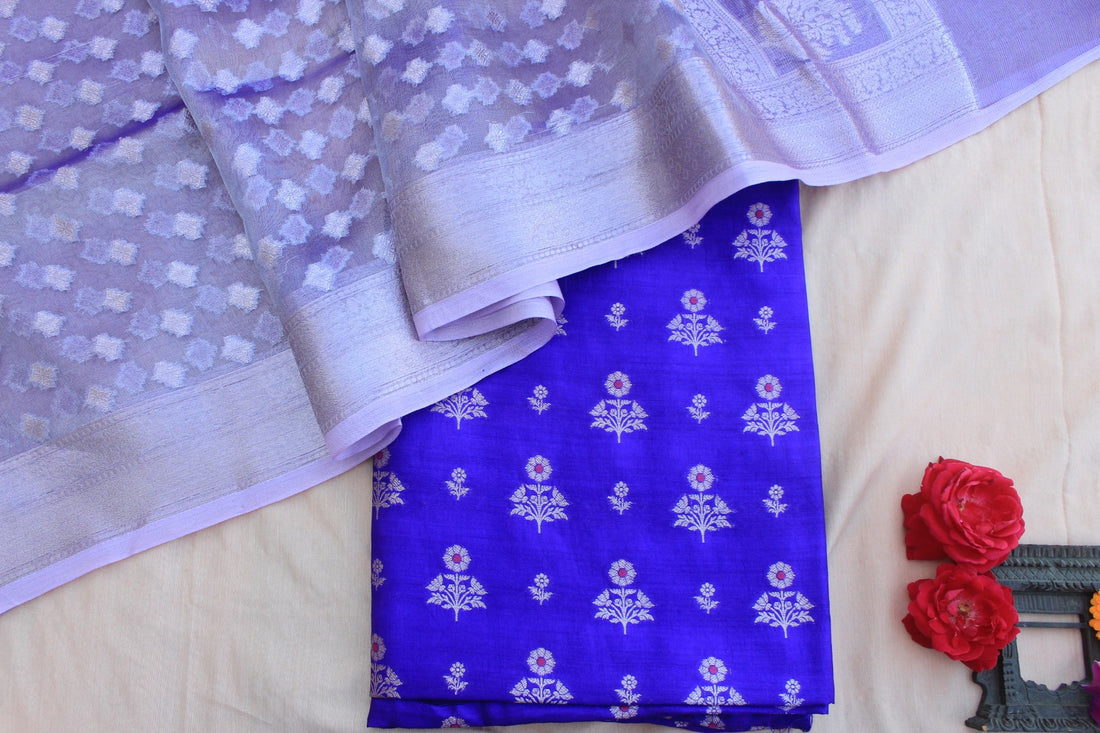 Purple Banarasi Chiniya Silk Suit Set