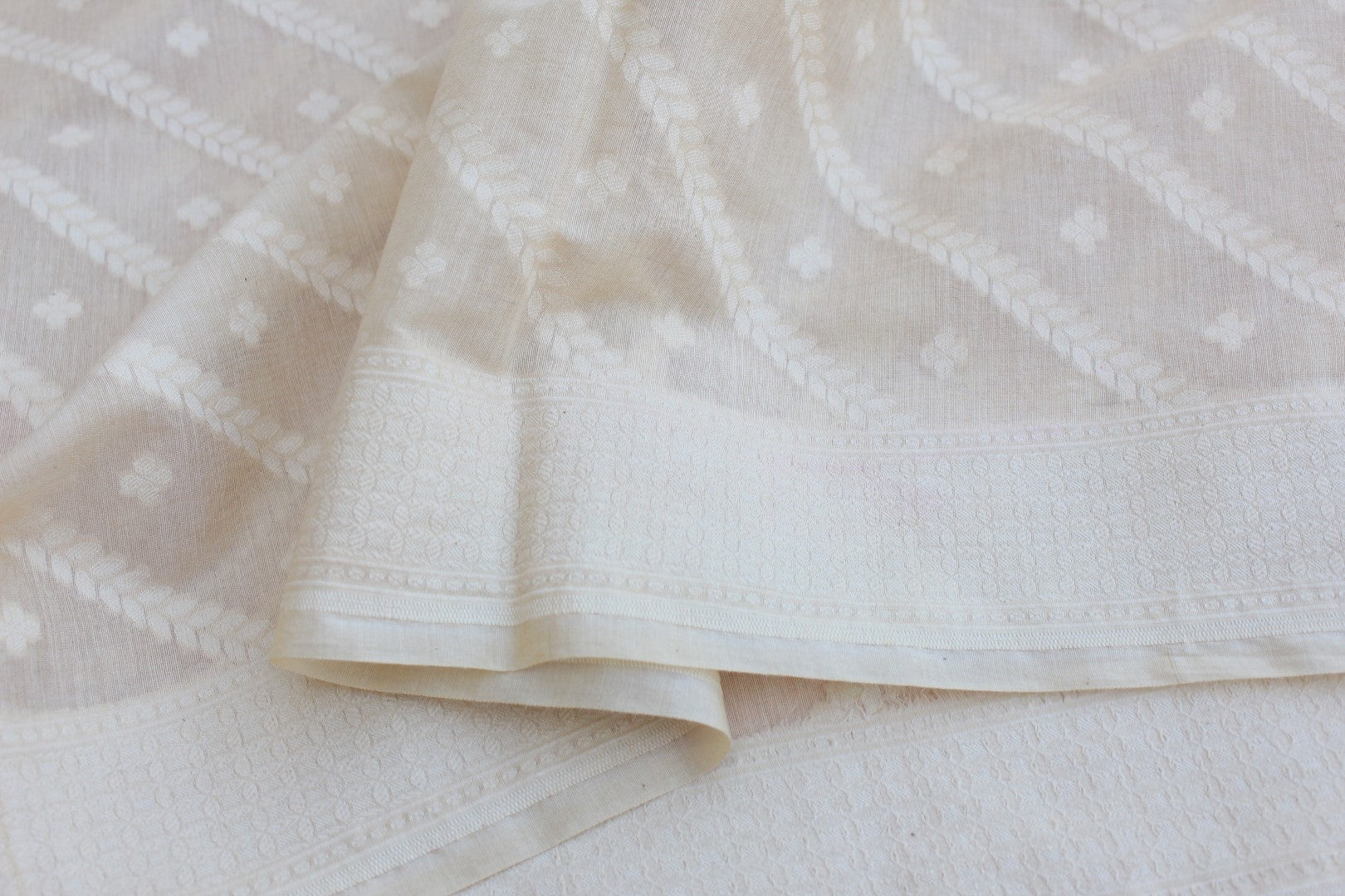 Beige Banarasi Cotton Suit Set