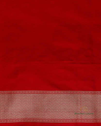 Handwoven Red Pure Silk Banarasi Shikargah Saree