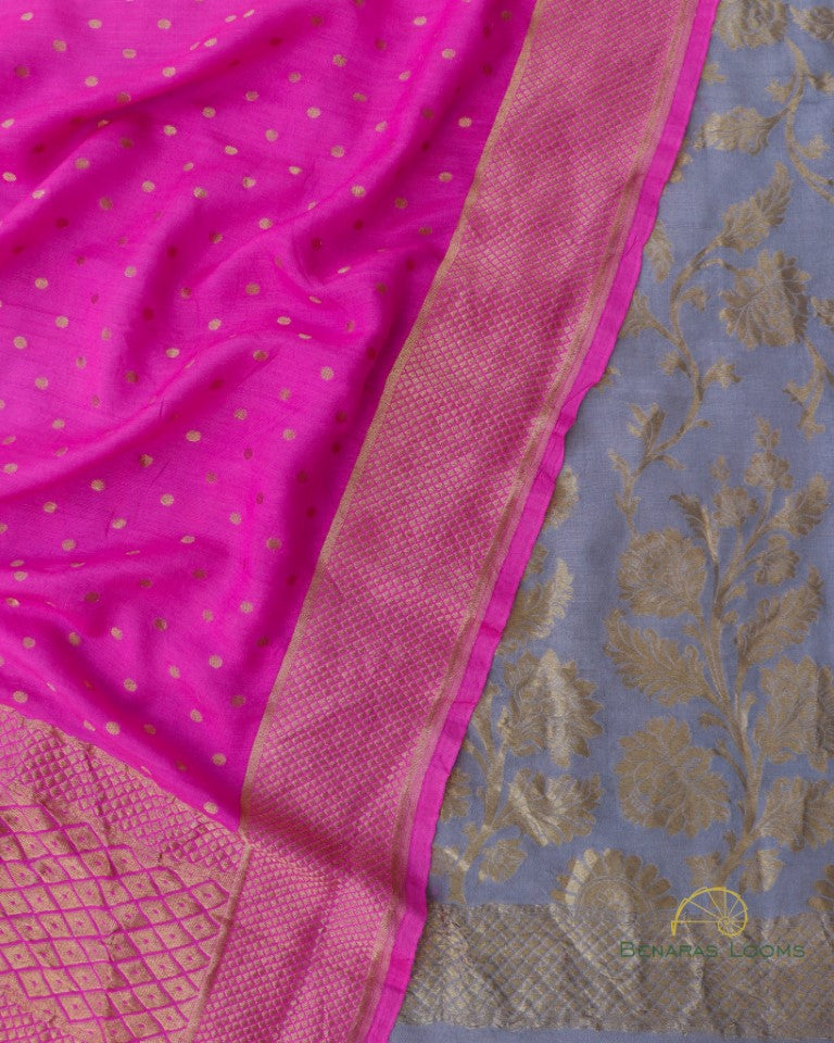 Gray Munga Silk Handwoven Banarasi Suit Set