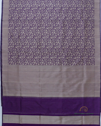 Purple Handloom Kataan Silk Shikargah Kadhua Jangla Banarasi Saree