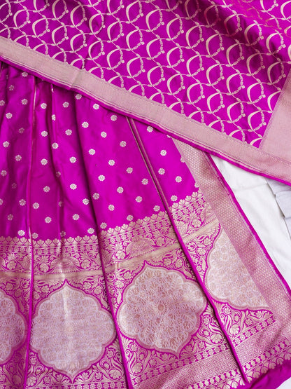 Nitya Purple Handwoven Pure Silk Mehrab Banarasi Lehenga