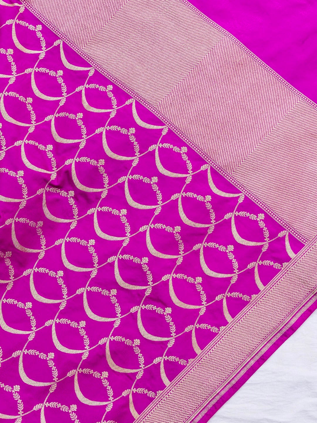 Pink Handwoven Banarasi Pure Silk Dupatta
