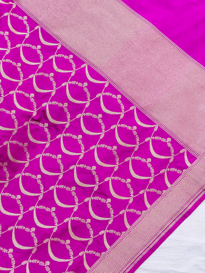 Pink Handwoven Banarasi Pure Silk Dupatta
