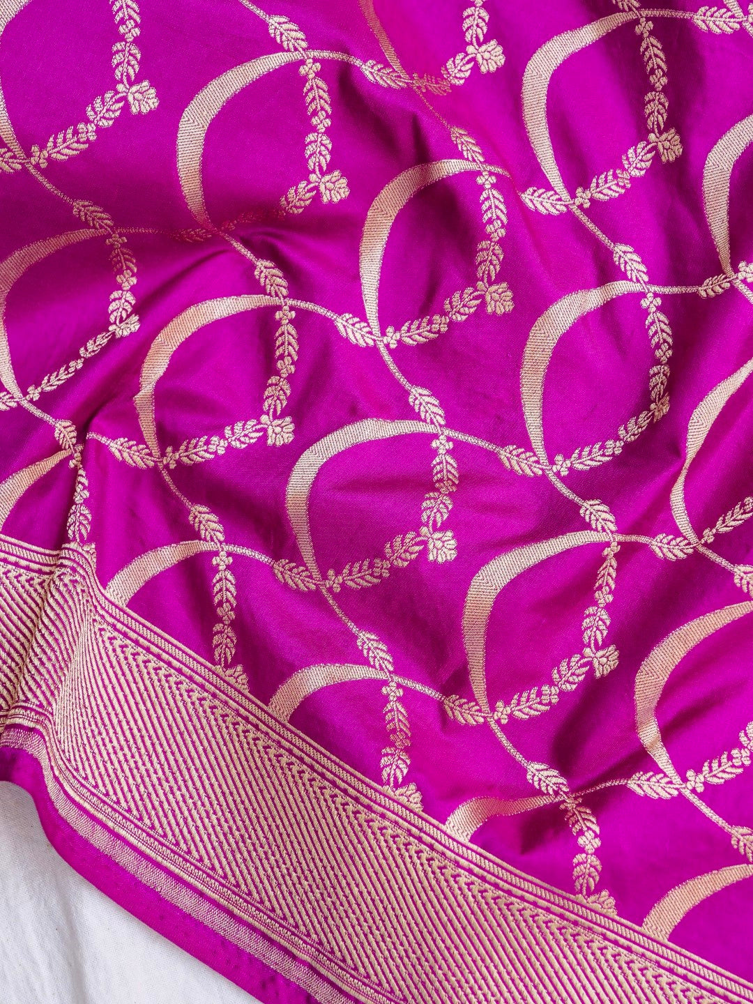 Pink Handwoven Banarasi Pure Silk Dupatta
