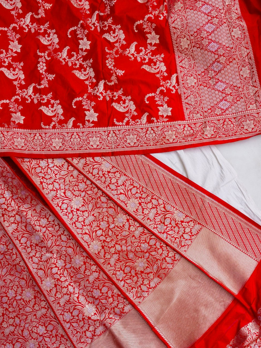 Mahi Red Handwoven Pure Silk Banarasi Lehenga
