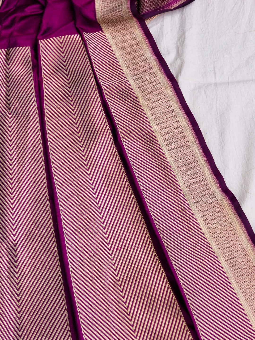 Medha Deep Plum Handwoven Pure Silk Banarasi Lehenga