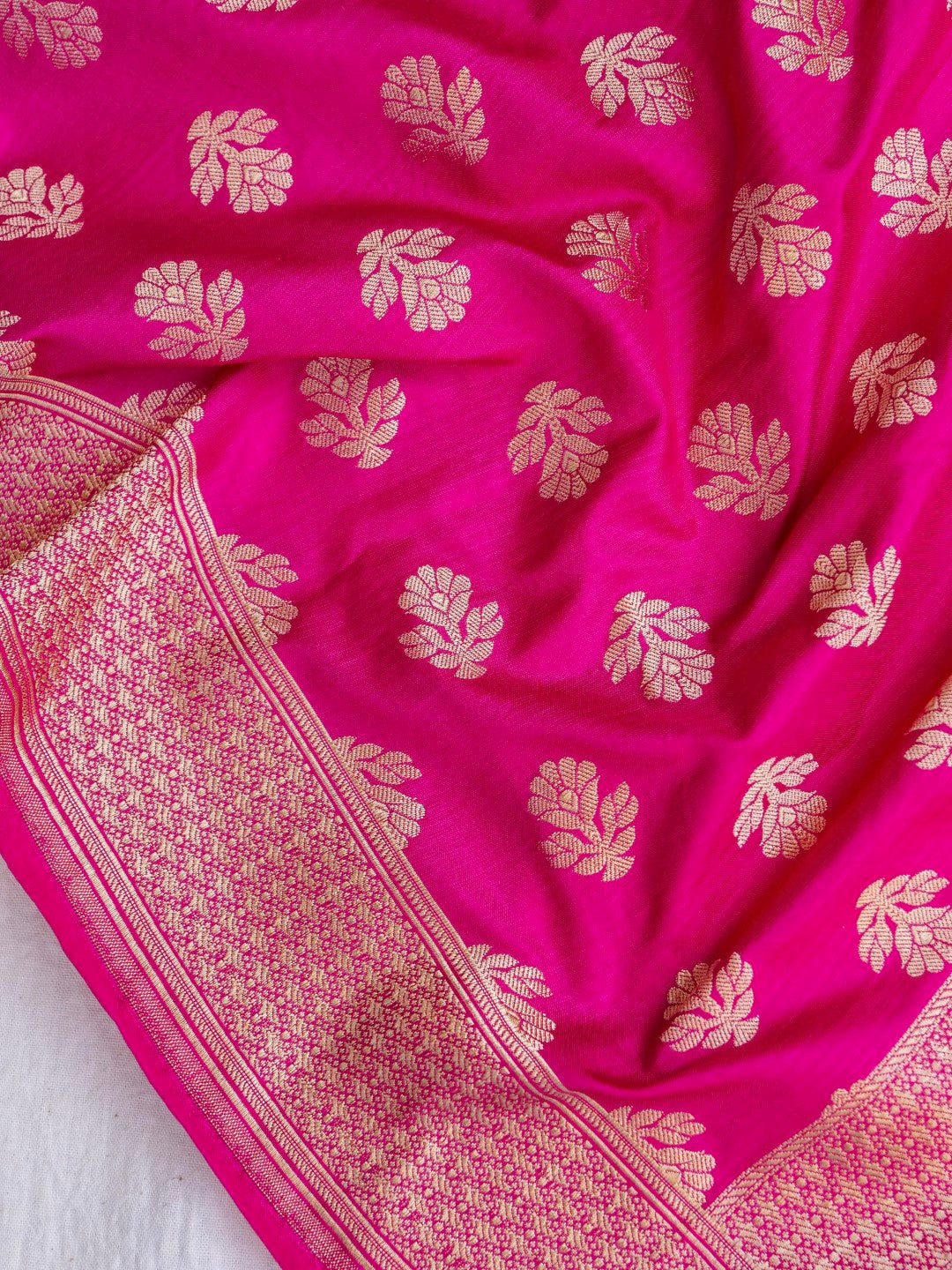 Pink Handwoven Banarasi Pure Silk Dupatta