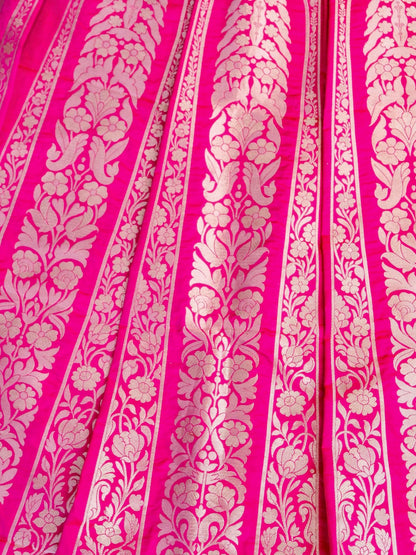 Eesha Pink Handwoven Pure Silk Banarasi Lehenga