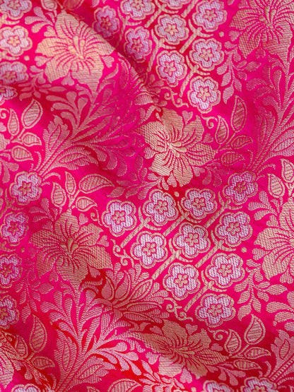 Eesha Pink Handwoven Pure Silk Banarasi Lehenga