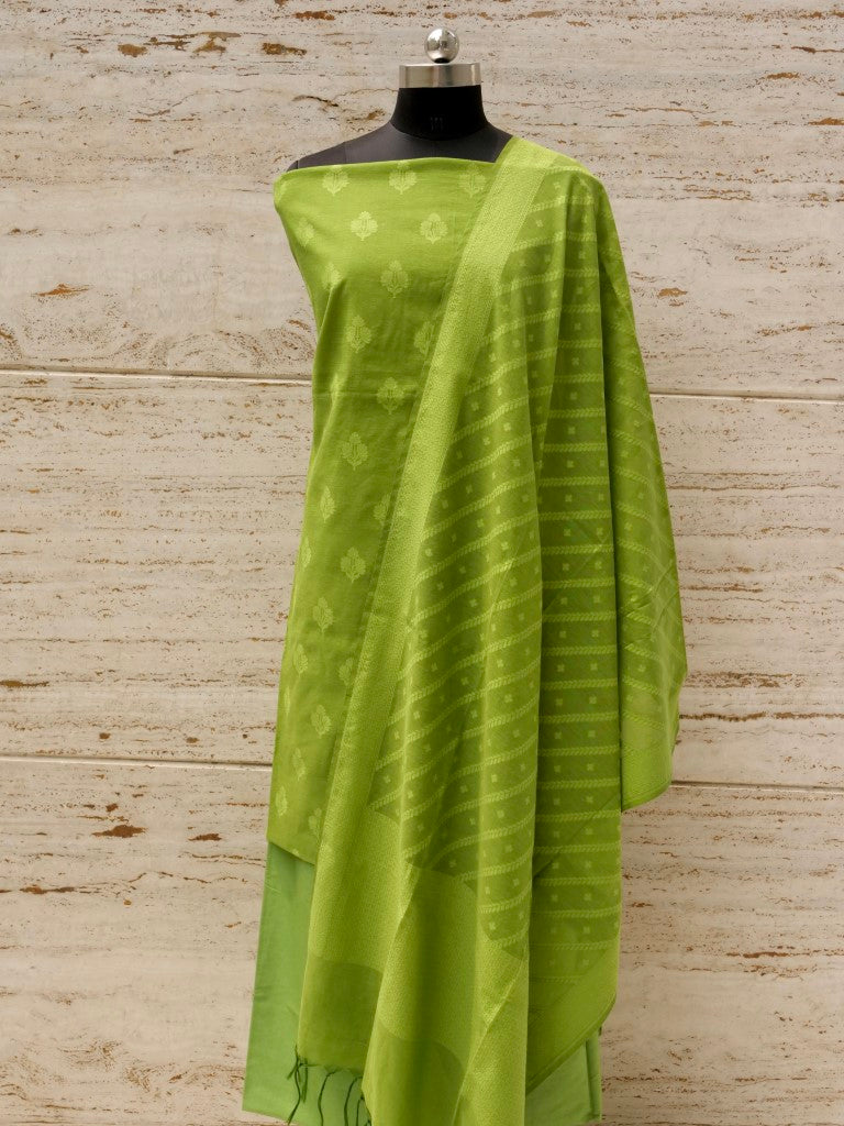 Green Banarasi Cotton Suit Set