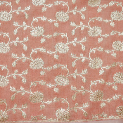 Light Pink Munga Silk Unstitched Banarasi Suit Fabric
