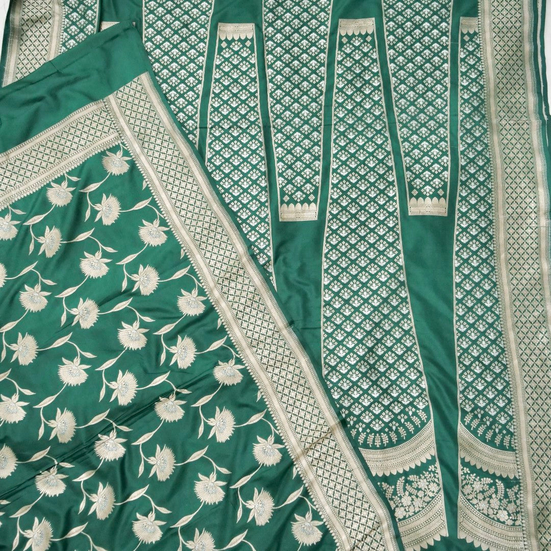 Divya Green Handwoven Pure Silk Banarasi Lehenga