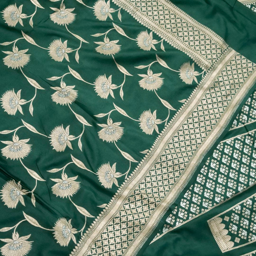 Divya Green Handwoven Pure Silk Banarasi Lehenga