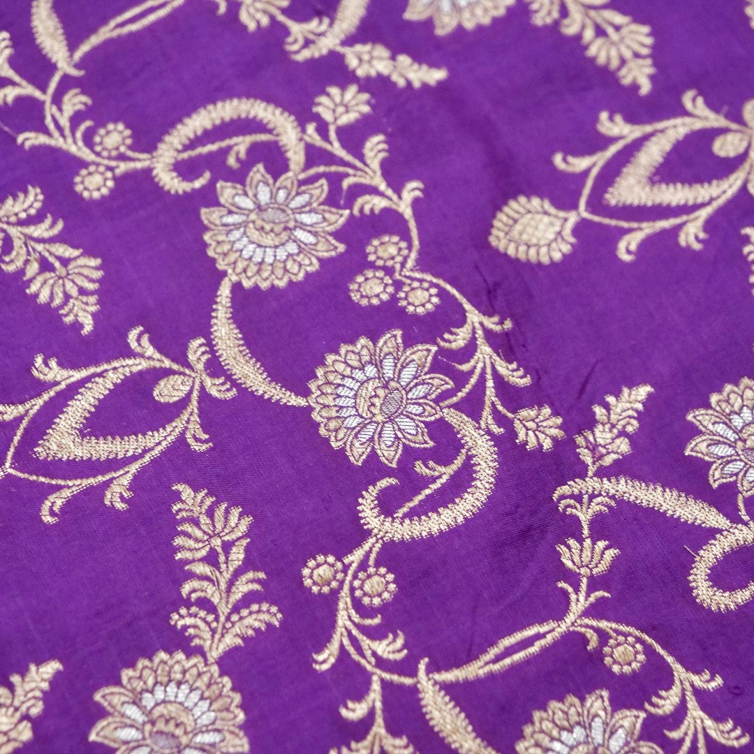 Purple Handwoven Banarasi Pure Silk Jangla Dupatta