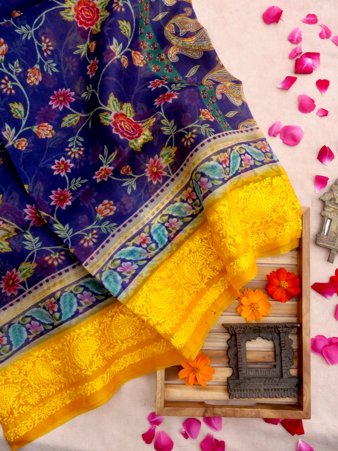 Digital Printed Pure Organza Benarasi Saree