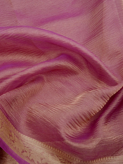 Onion Pink Pure Crush Tissue Silk Banarasi Saree
