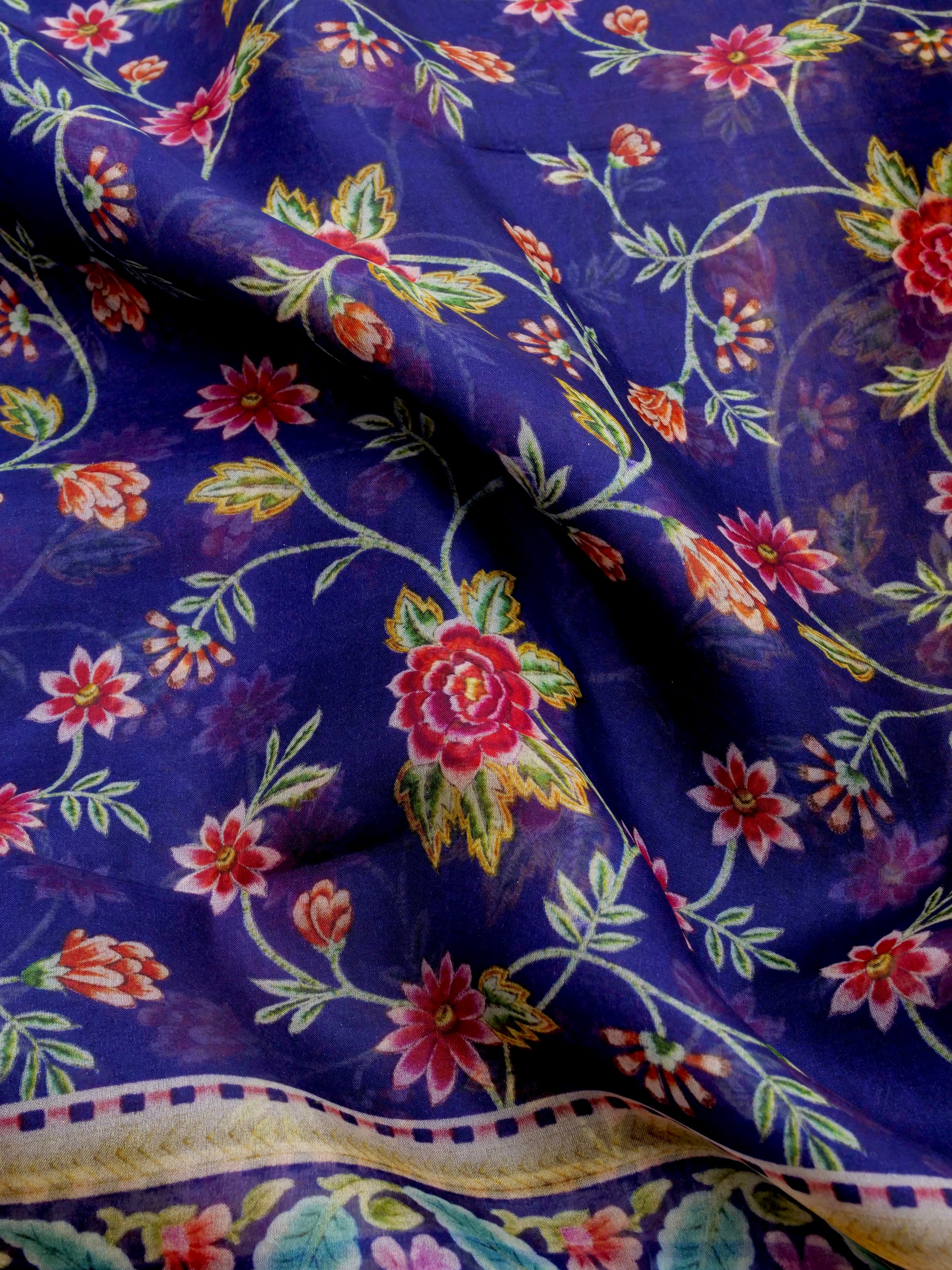 Digital Printed Pure Organza Benarasi Saree