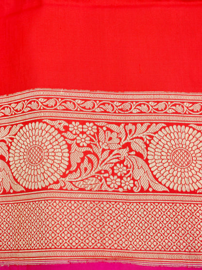 Red Handwoven Pure Kataan Silk Kadhua Jaal Benarasi Saree
