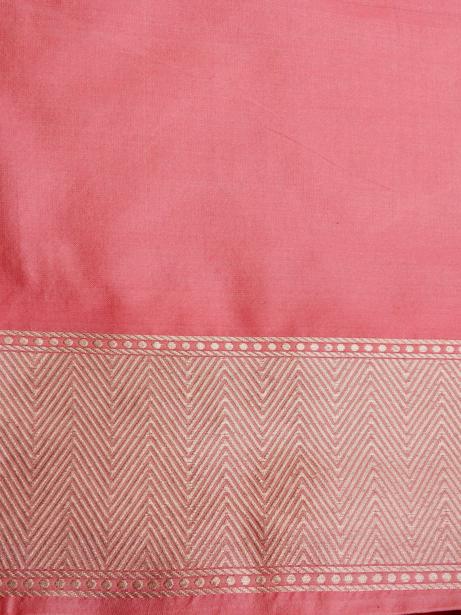 Peach-Pink Handwoven Kataan Silk Jangla Banarasi Saree