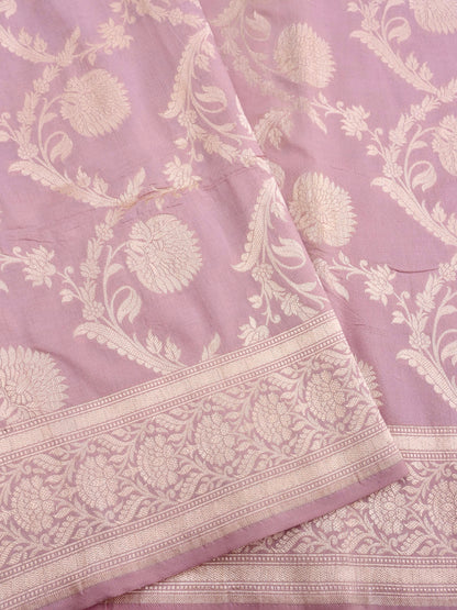 Purple Handwoven Pure Kataan Silk Jangla Banarasi Saree