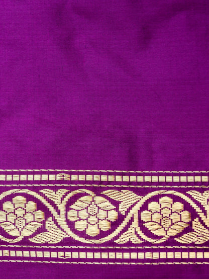Purple Handwoven Kataan Silk Kadhua Buti Banarasi Saree