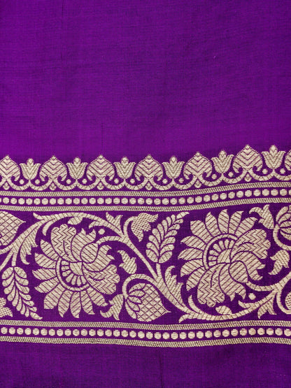 Purple Handwoven Kataan Silk Jangla Banarasi Saree