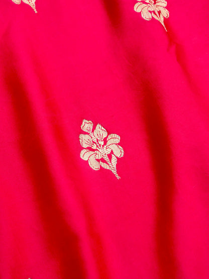 Red Handwoven Pure Satin Silk Banarasi Saree