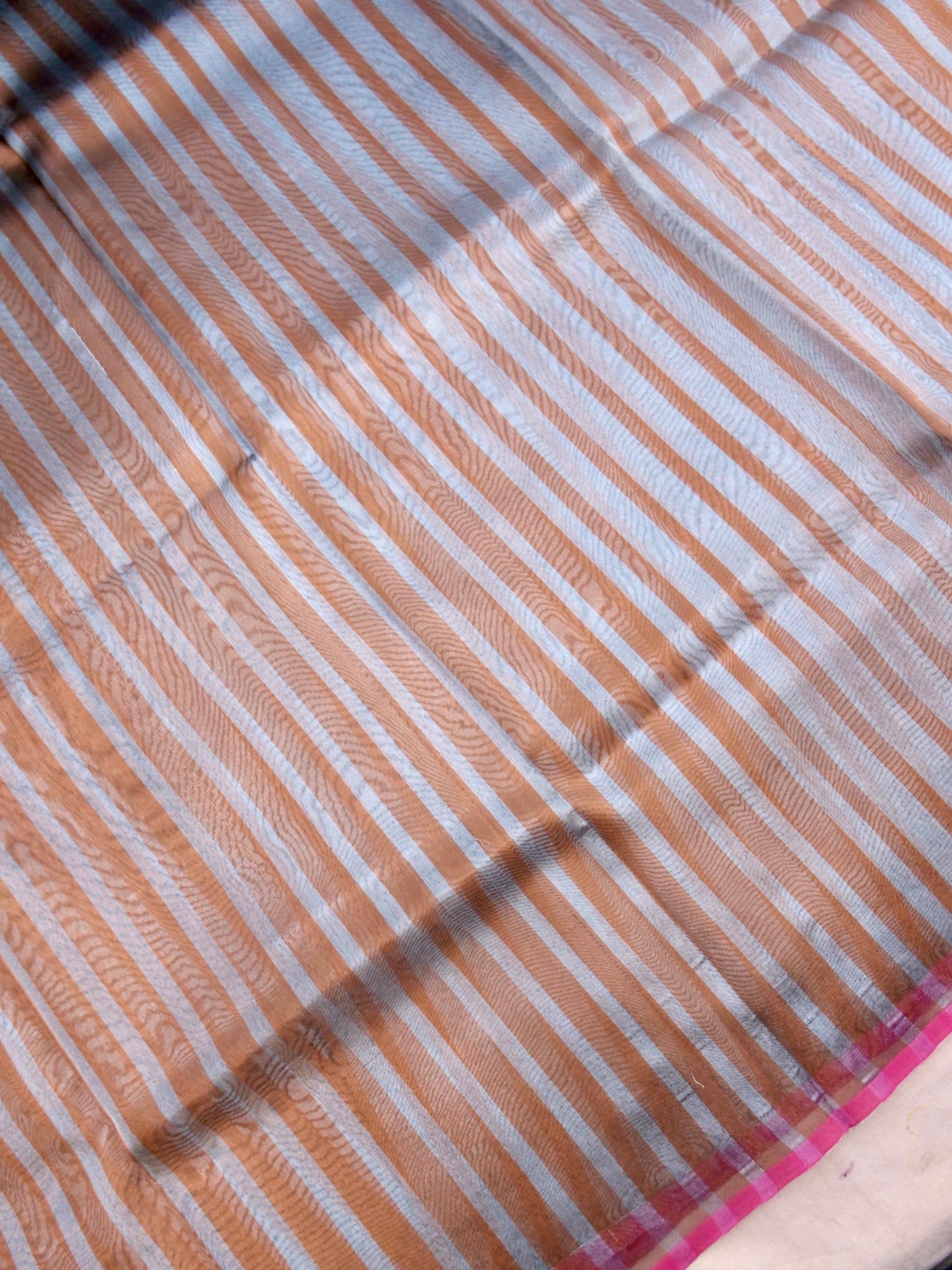 Striped Tissue Banarasi Saree without Border