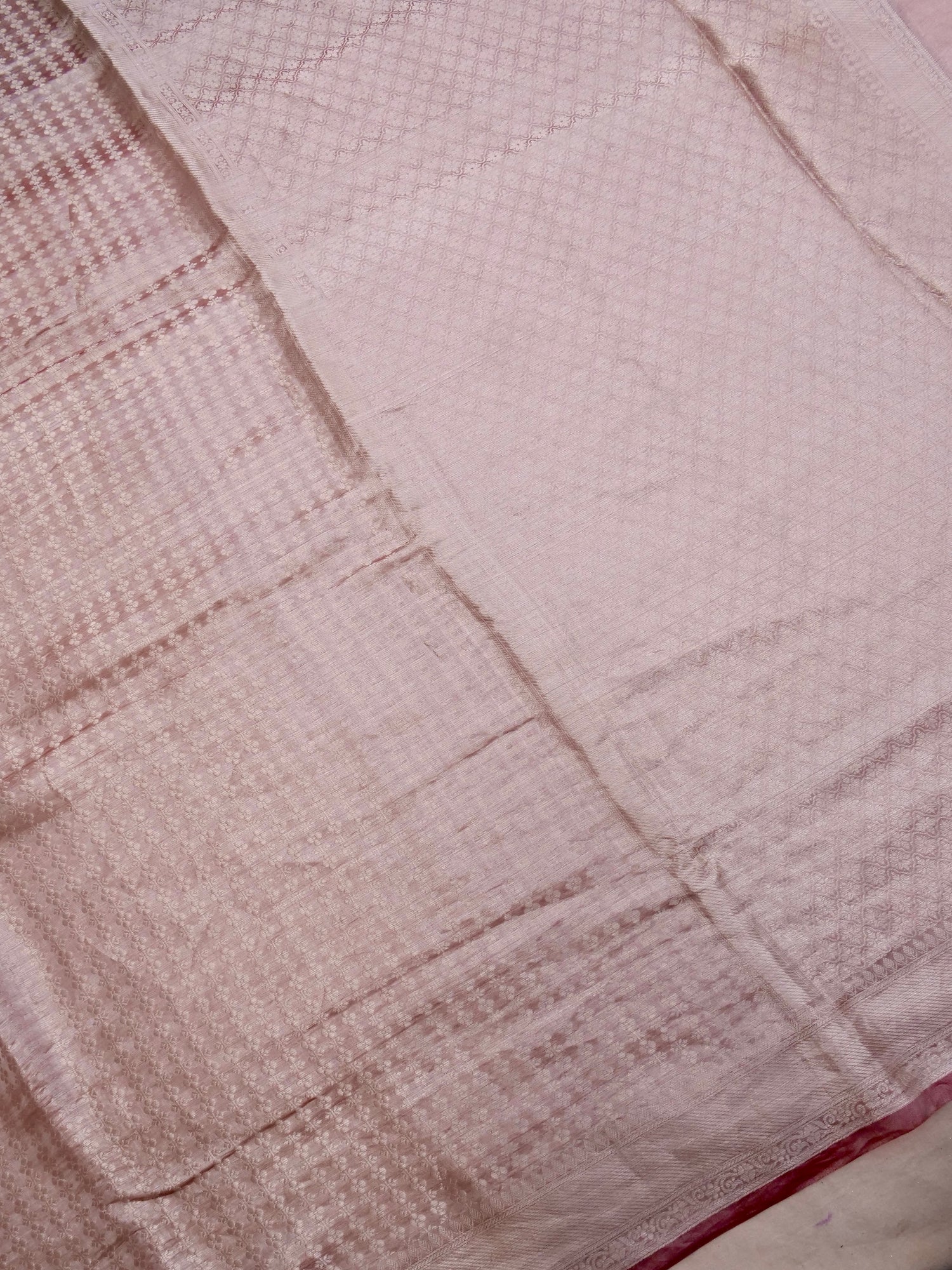 Rust Pink Handwoven Pure Tissue Silk Saree