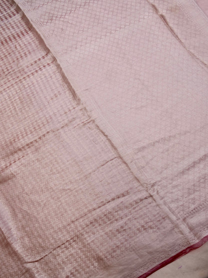 Rust Pink Handwoven Pure Tissue Silk Saree