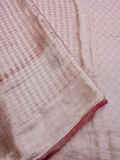 Rust Pink Handwoven Pure Tissue Silk Saree